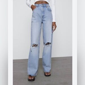 Zara Wide Leg Distressed Jeans